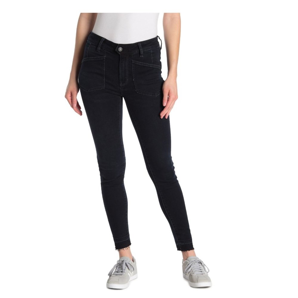 💙HP💙 Free People Ivy Seal Blue Mid-Rise Skinny Jeans 26 - Picture 2 of 16